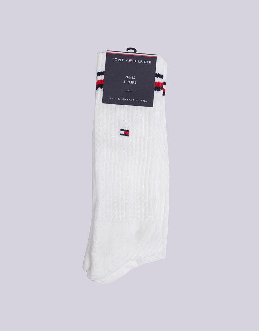 Tommy Hilfiger-Th Men Iconic Sock 2Pk White-Edge Clothing