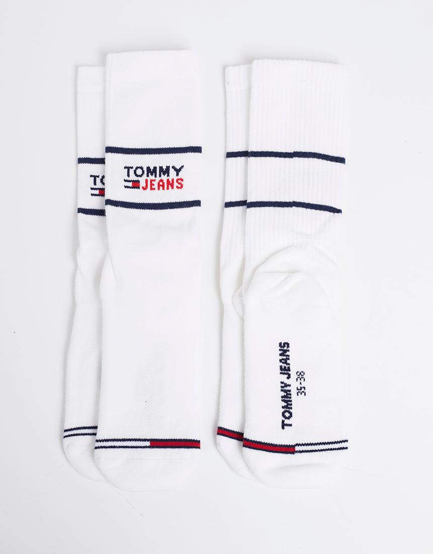 Tommy Hilfiger-Th Uni Tj Crew Sock 2Pk White-Edge Clothing