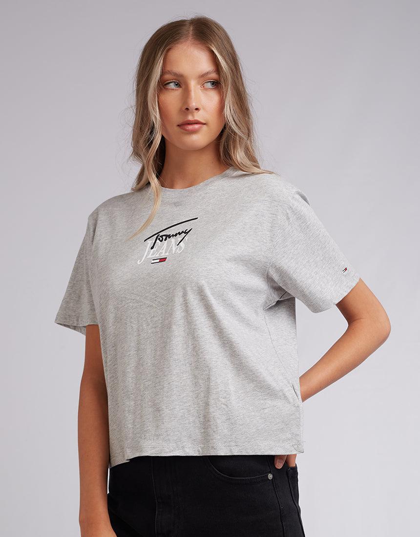 Tommy Hilfiger-Tjw Classic Essential Logo 1 Ss Light Grey Heather-Edge Clothing