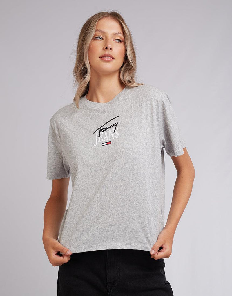 Tommy Hilfiger-Tjw Classic Essential Logo 1 Ss Light Grey Heather-Edge Clothing