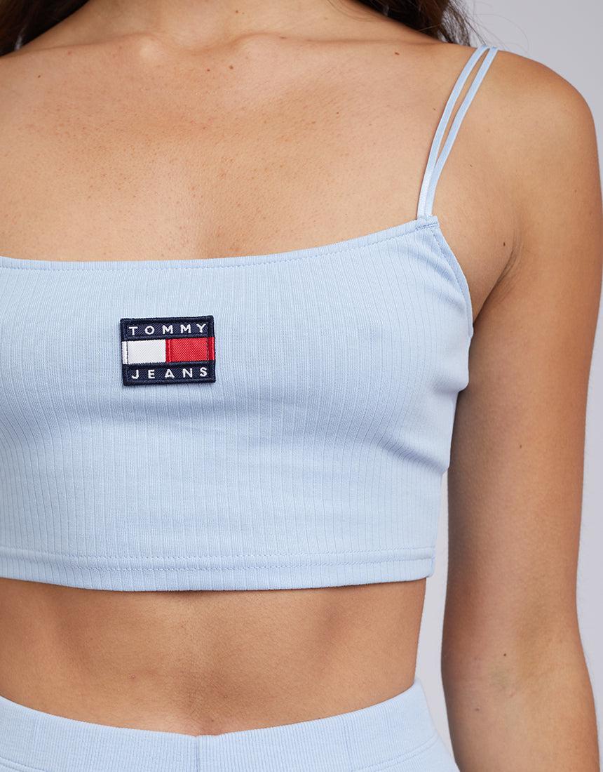 Tommy Hilfiger-Tjw Crop Rib Badge Double Strap Chambray Sky-Edge Clothing