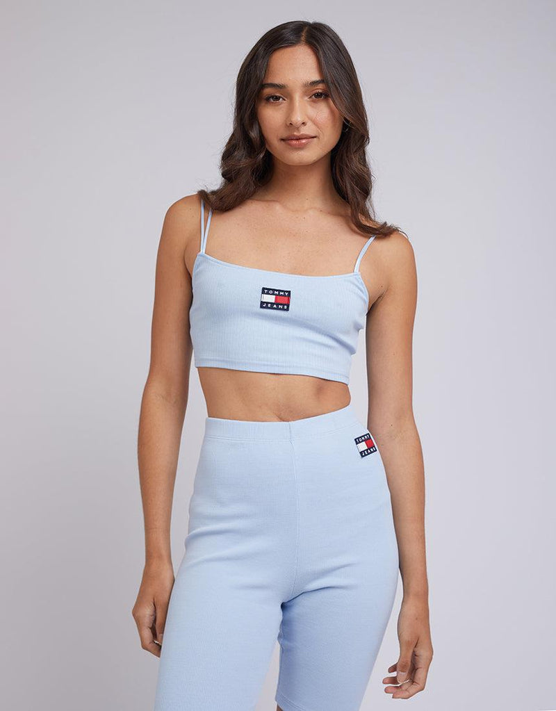 Tommy Hilfiger-Tjw Crop Rib Badge Double Strap Chambray Sky-Edge Clothing