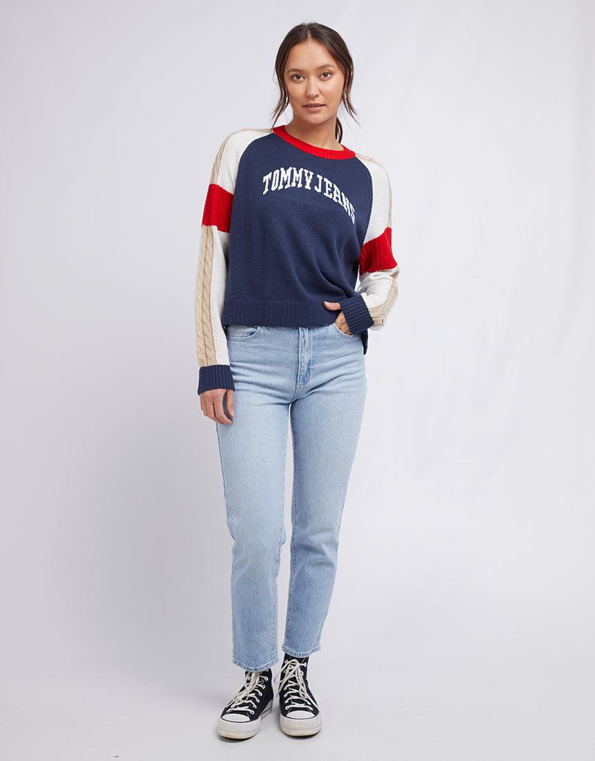 Tommy Hilfiger-Tjw Multi Colour Logo Sweater Deep Crimson Multi-Edge Clothing