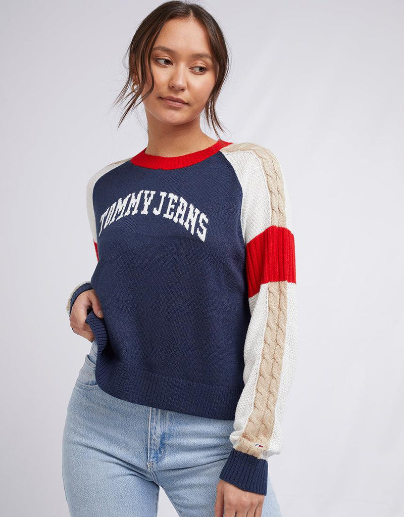 Tommy Hilfiger-Tjw Multi Colour Logo Sweater Deep Crimson Multi-Edge Clothing