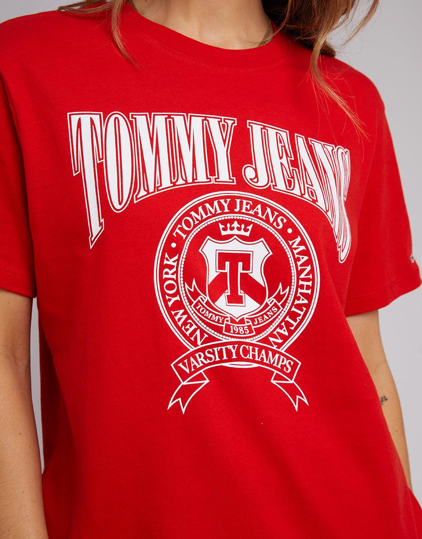 Tommy Hilfiger-Tjw Rlx Varsity Ss Tee Deep Crimson-Edge Clothing